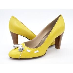 Moneta Blu Milano Womens 8 Pumps Anthropologie Retro Vintage Yellow Leather